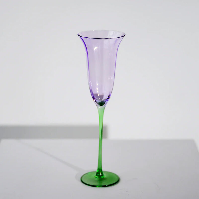 Home Lab Fleur Champagne Flute Green Lilac Set Of 4 image number 1